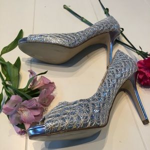 Enzo Angiolini Silver Heels